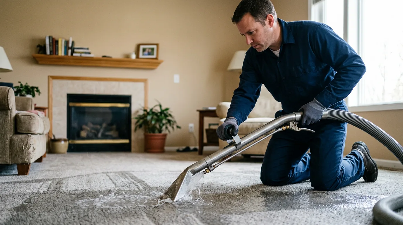 Water damage restoration technician working near Sunman, IN